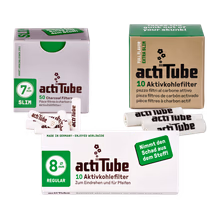 Uhlíkové filtry ActiTube – balení Regular 8 mm, Slim 7 mm a Extra Slim 6 mm