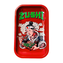 Červená kovová balicí podložka Best Buds Zushi Medium s ilustrací v japonském stylu