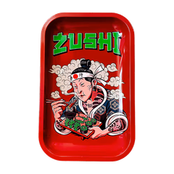 Červená kovová balicí podložka Best Buds Zushi Medium s ilustrací v japonském stylu