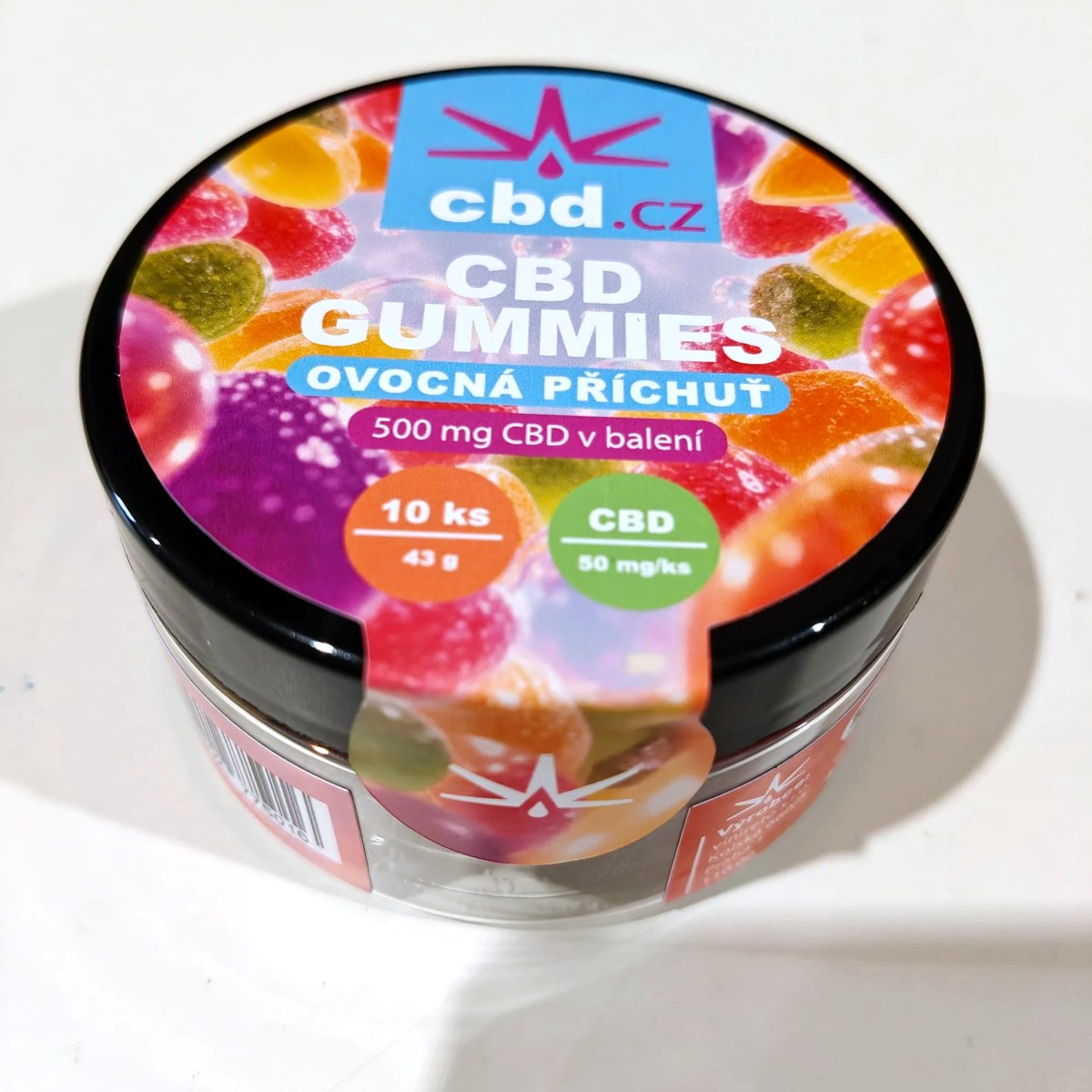 Dóza ovocných CBD gummies, 10 ks po 50 mg CBD