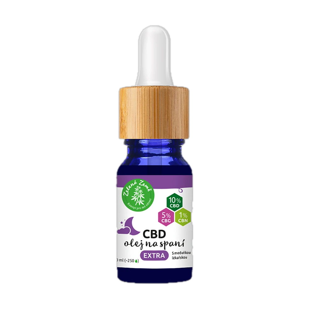 Lahvička z tmavého skla s bambusovým kapátkem – CBD kapky EXTRA Zelená Země, 10 ml