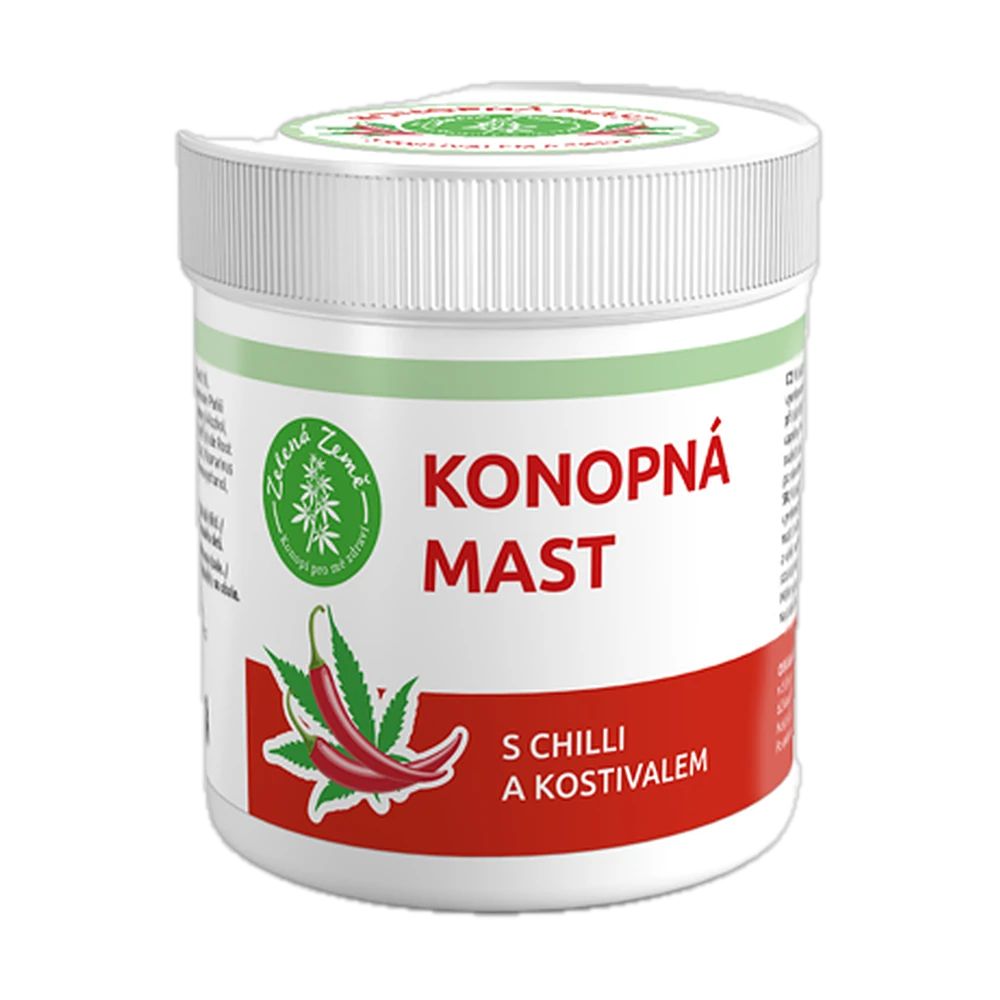 Kelímek konopné masti s kostivalem a chilli Zelená Země, 100 ml